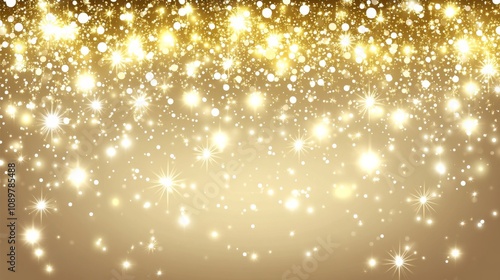 Sparkly gold dust background perfect for Christmas designs.  Glowing lights and confetti create a festive, shimmery effect.