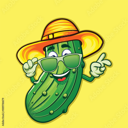 Pickle girl character with wonderful hat illustration design