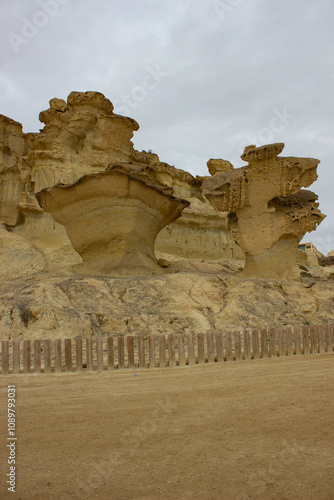 View of Gredas de Bolnuevo, Bolnuevo Natural Monument, Spain