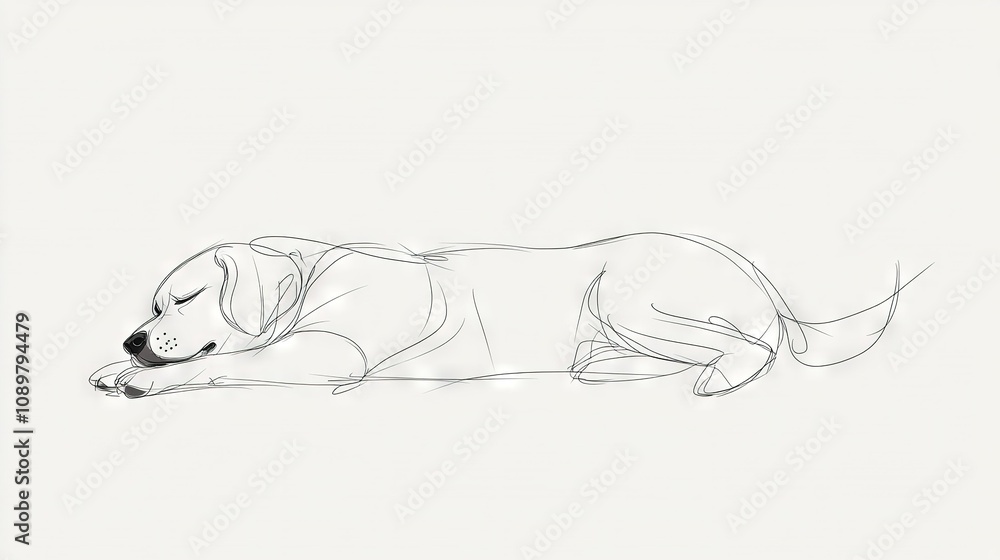 Obraz premium Dog Laying Down w/ Head Resting on Paws, Eyes Closed