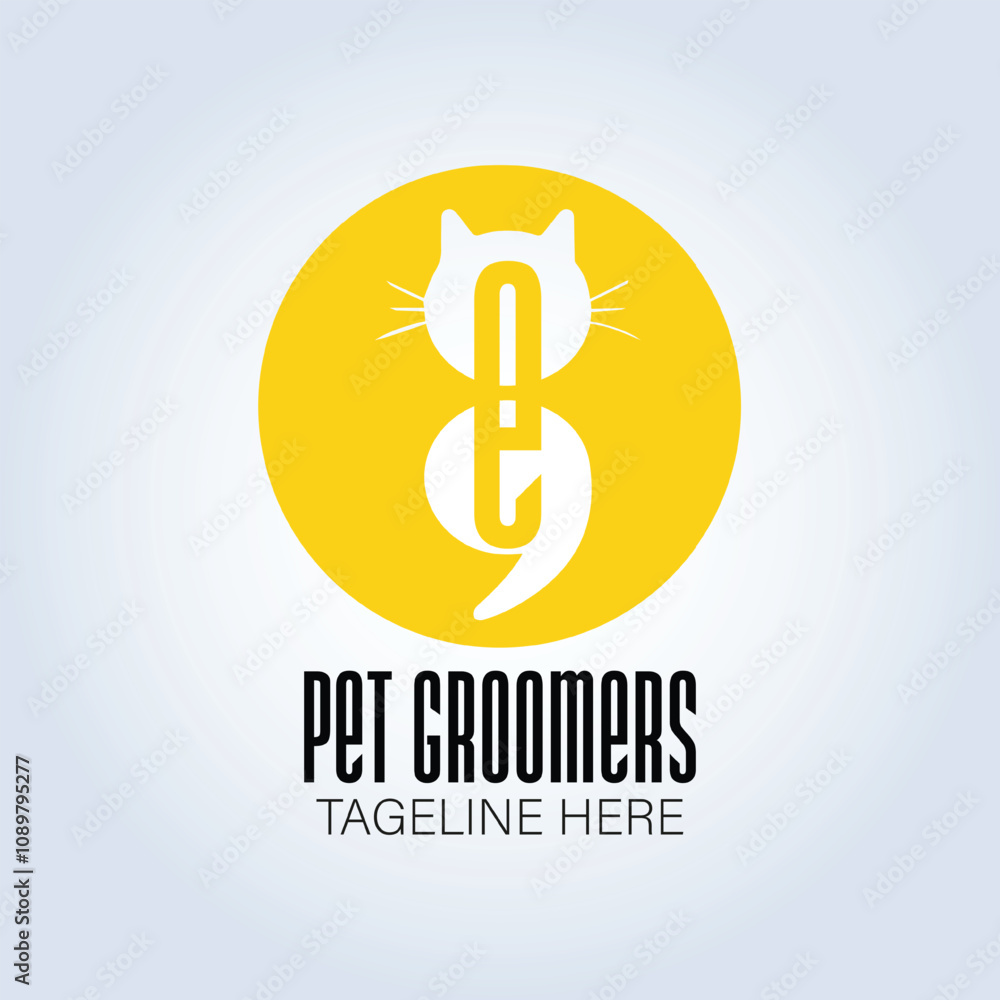 Obraz premium Pet Groomers Company Logo Template, pet shop or cat cafe, animal hair salon, Abstract Background