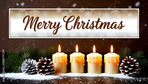 Cozy Christmas Elegance: Warm Candlelight and Snowflake Accents