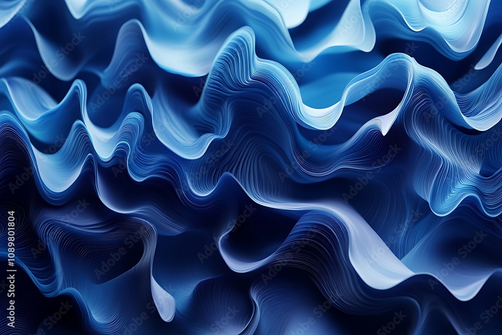 Fototapeta premium Gradient blue waves forming an abstract business communication background