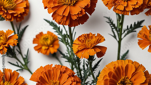 Beautiful orange marigold flower isolated on white background.