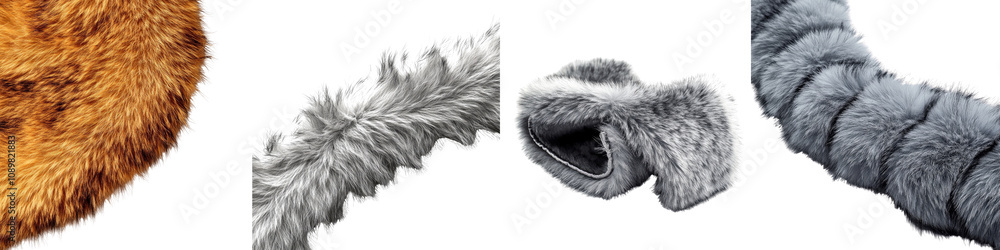 Obraz premium Faux Fur Trim – A Decorative Edge Made of Faux Fur, Often Added to Garments or Accessories for Flair Isolated on Clear White Background Highly Detailed 