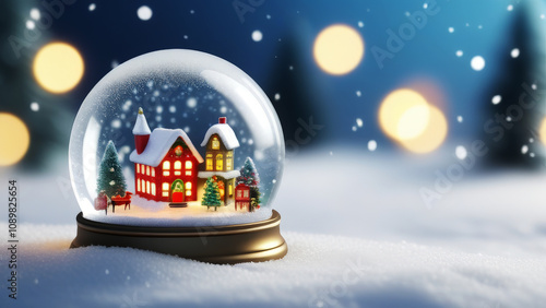 Wallpaper Mural Snow globe miniature Christmas village with glowing lights Torontodigital.ca