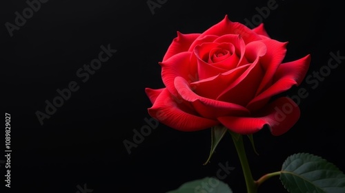 Wallpaper Mural A bright red rose with soft petals, slightly illuminated on a dark black canvas. Torontodigital.ca