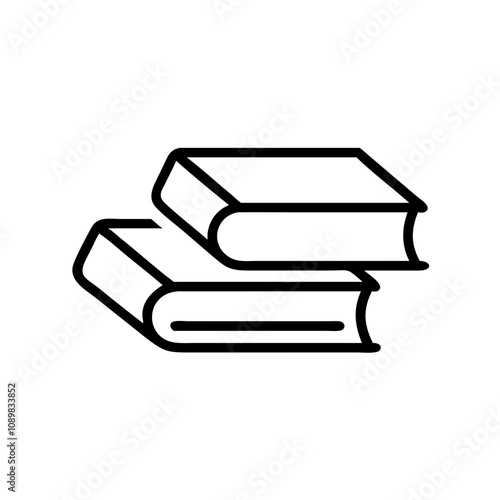 Line drawing of stacked books, representing knowledge and education on a minimalistic background