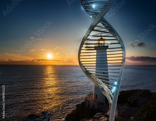 DNA images with artificial intelligence. DNA is the subject in various scenes.