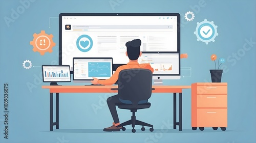 Fachmann am Arbeitsplatz mit Daumen hoch