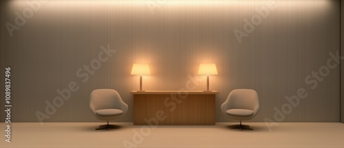 Wallpaper Mural A room with two chairs and a wooden table Torontodigital.ca