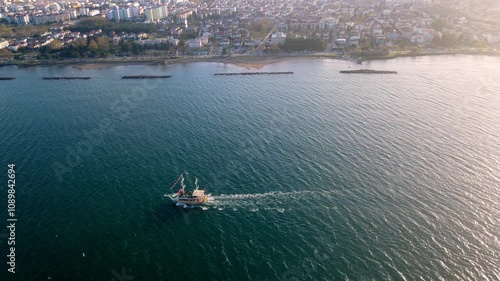 Travel ferry in the port of Ordu province, Turkey