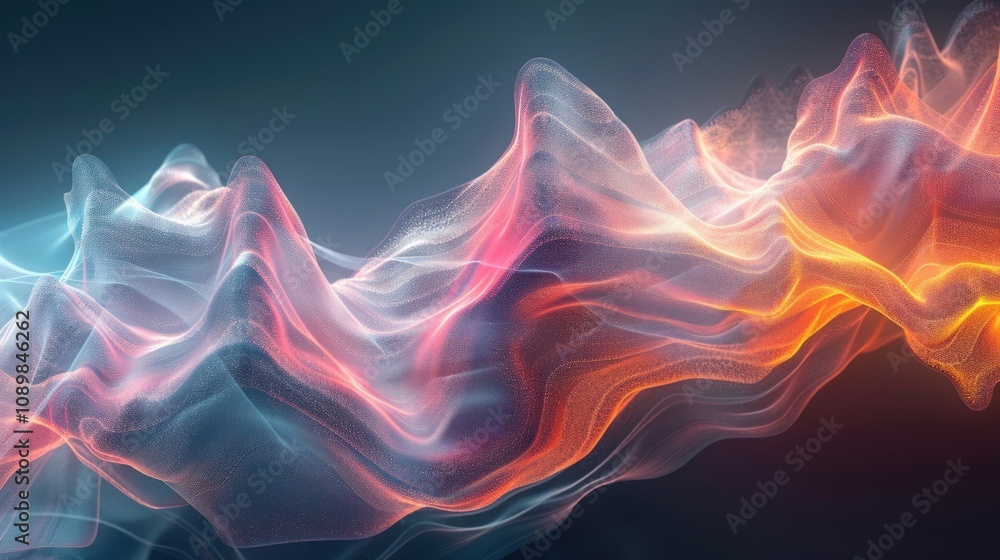 Fototapeta premium Abstract colorful wavy pattern, glowing light effect.
