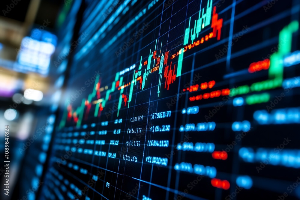 Fototapeta premium Stock market growth chart with blue background