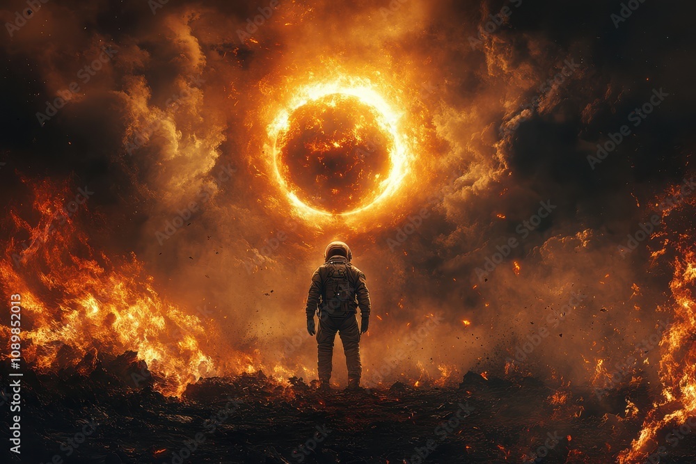Fototapeta premium Astronaut Standing on a Mysterious Alien Planet
