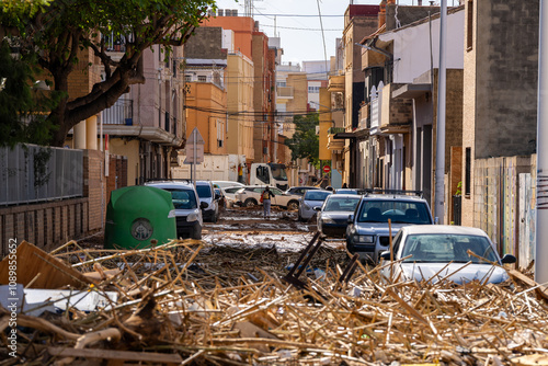 Billede på lærred Photo shows the aftermath of the recent flood in Alfafar, Valencia, Spain