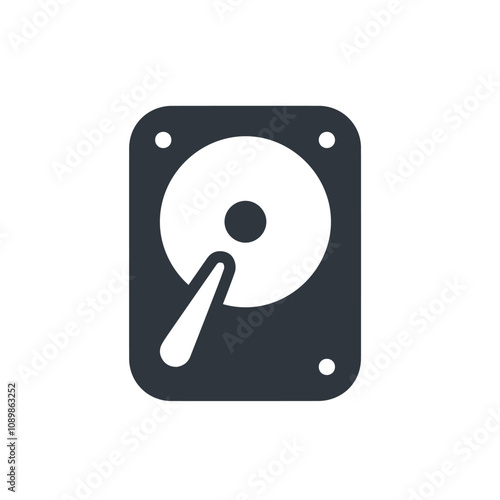 HDD icon, vector sign, simple style pictogram isolated on white. Hard drive disk symbol, logo illustration.
