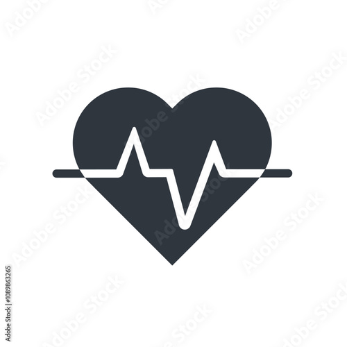 Heart beat icon. Heartbeat , heart beat pulse flat icon for medical apps and websites. Heart and cardiogram, heartbeat simple black line web icon vector illustration.
