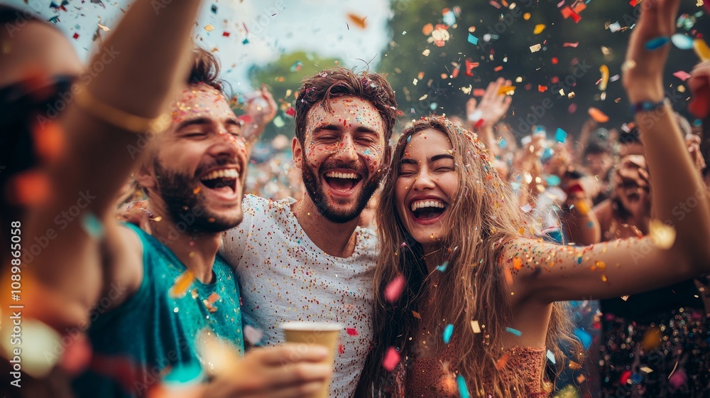 Obraz premium At a vibrant festival, people celebrating together