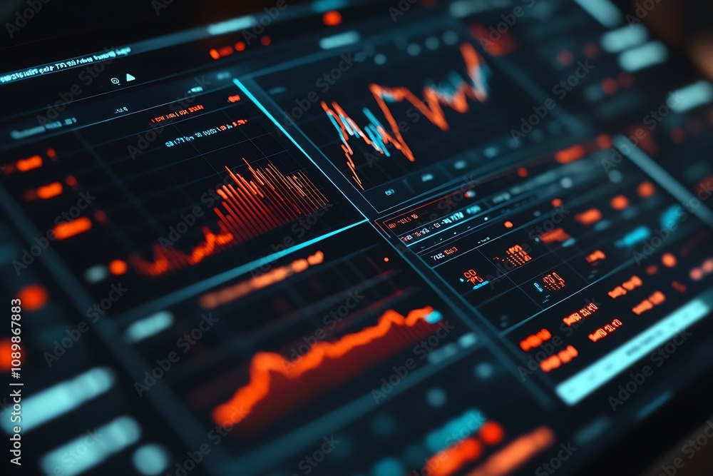 Fototapeta premium Financial success graphs on digital screen