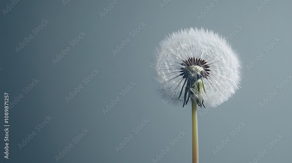 Fototapeta premium Close Up of Dandelion on Gray Background
