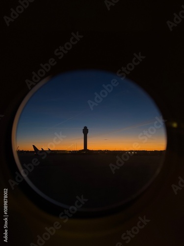 Colorful Blue and Orange Sunrise Airport photo