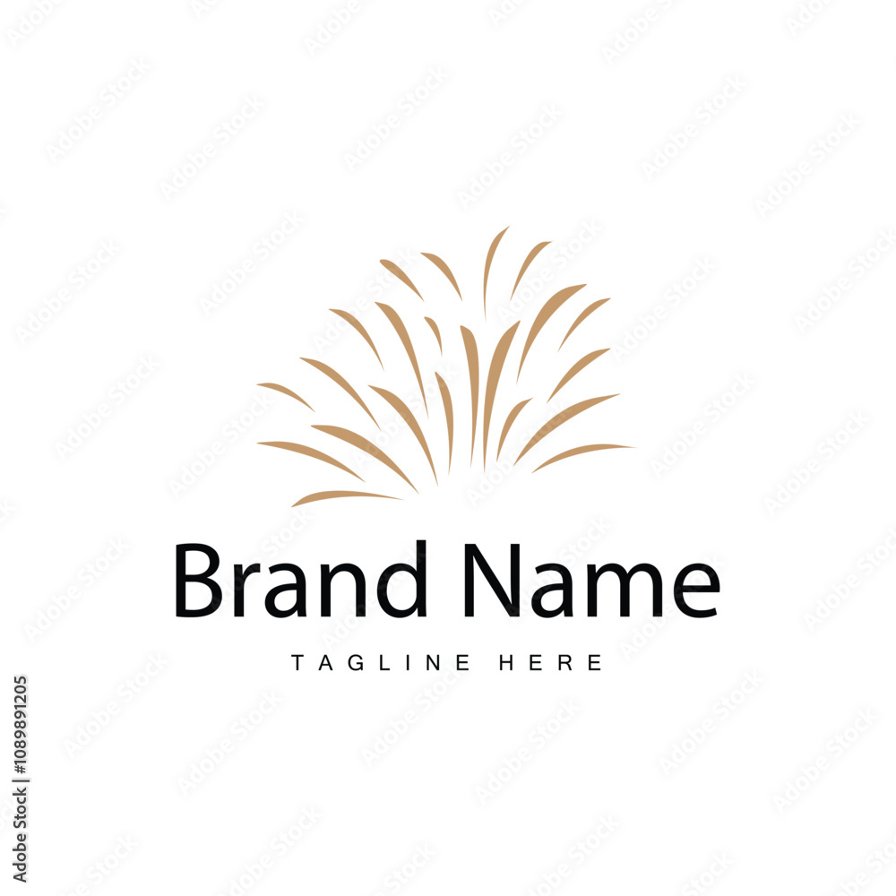 Obraz premium Firework Logo, Simple Line Model Design New Year Celebration Day Illustration, Template Vector