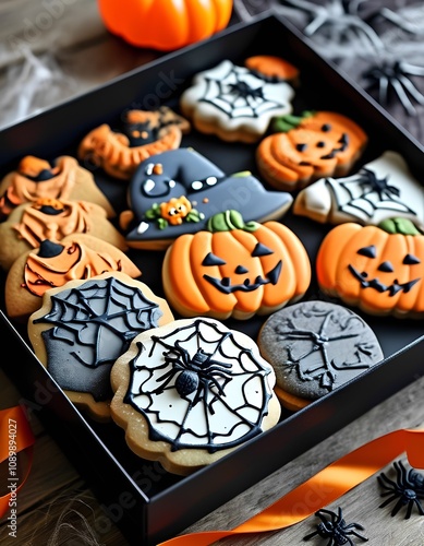 Spooky halloween cookies in a box photo