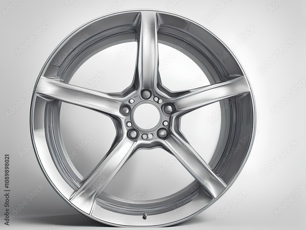 Fototapeta premium Wheel Rim Precision: Metallic Finish Highlighted on White