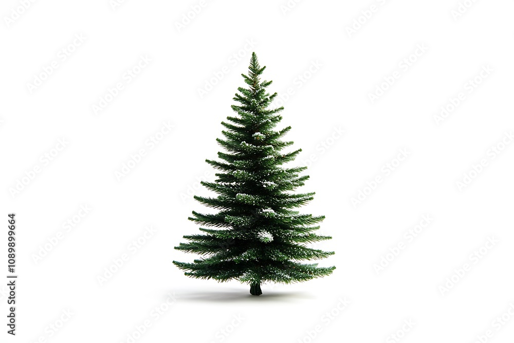 Fototapeta premium Simple green Christmas tree on a white background