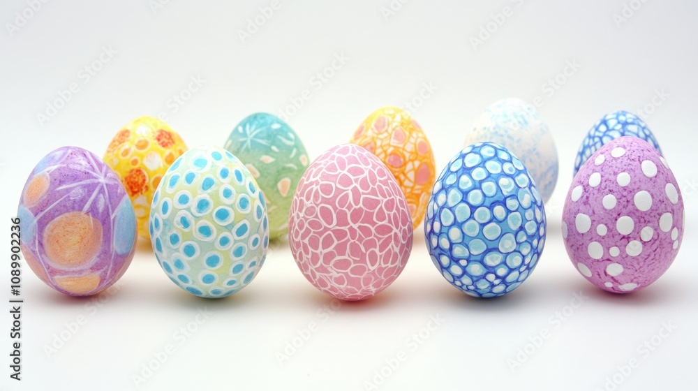 Obraz premium pastel colored easter eggs on white background
