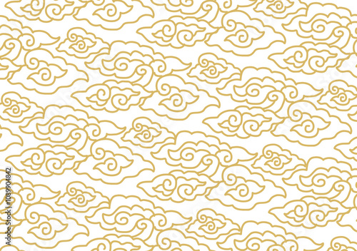 Motif Mega Mendung, batik motif typical of West Java Indonesia, curved line pattern with cloud objects, with developments and various artistic colors
