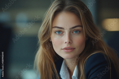 Wallpaper Mural Beautiful woman, in office environment, bright lighting, in a board, staff, CEO meeting, in business portrait Torontodigital.ca