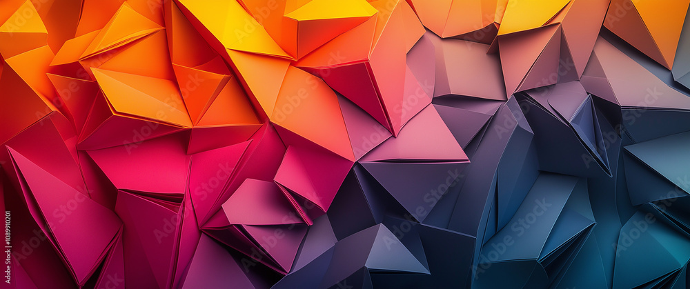 Fototapeta premium Abstract geometric 3D background. Folded paper digital wallpaper.