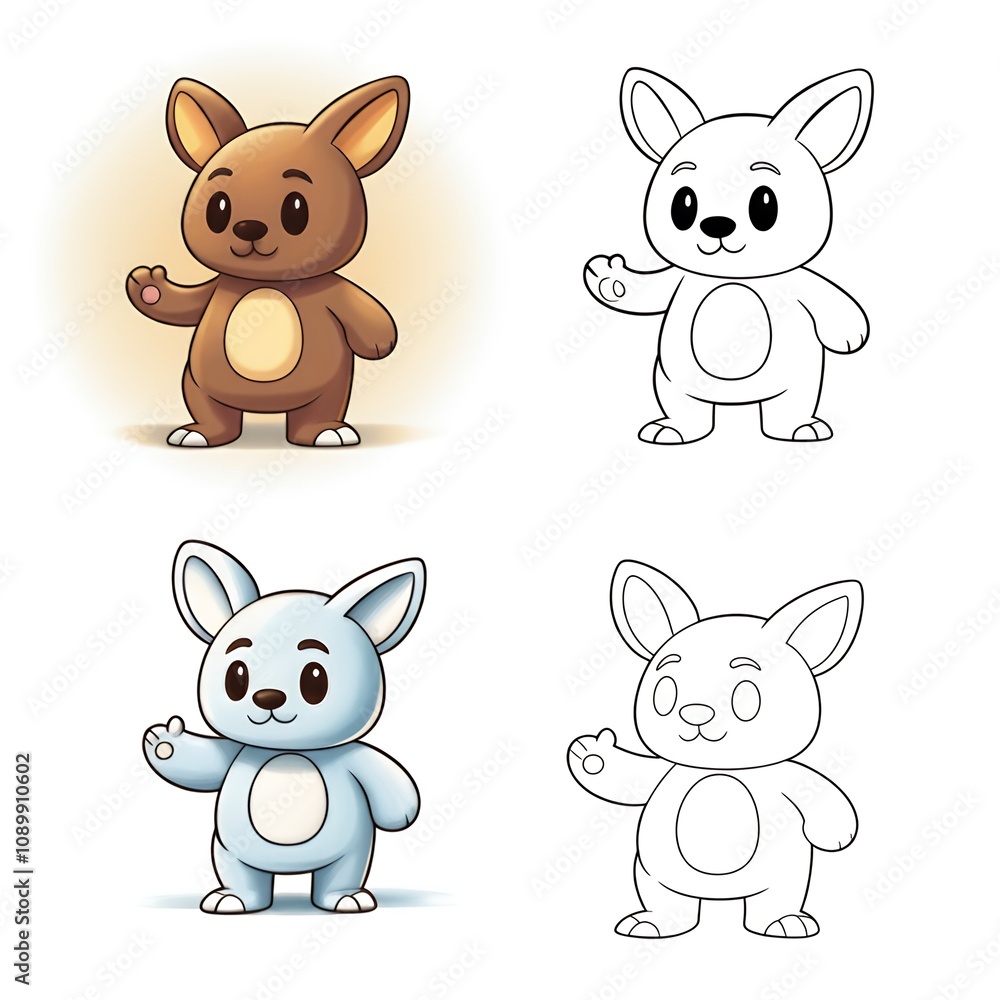 Fototapeta premium Cheerful Cartoon NAME Coloring and Illustration, COLOR + NAME Matching Line Art for Kids' Activities or Educational Fun.