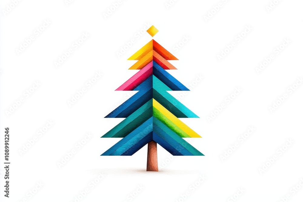 Fototapeta premium Colorful Geometric Pine Tree Design