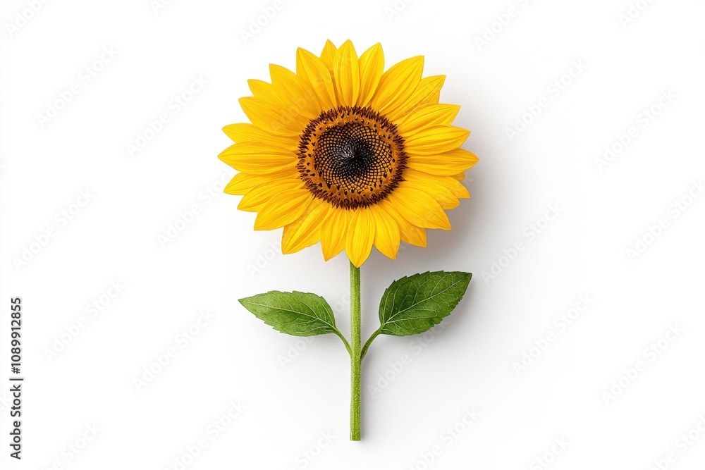 Fototapeta premium Vibrant Single Sunflower in Full Bloom