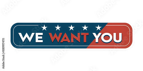 we want you sticker logo isolated transparent background photo