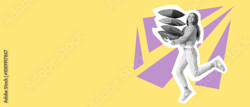 Young woman with cushions j...