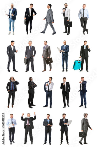 Set of many businessmen on ...