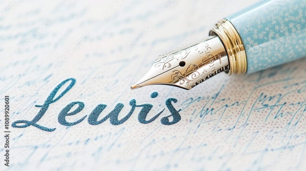 Fototapeta premium Elegant Lewis Script on Personalized Stationery