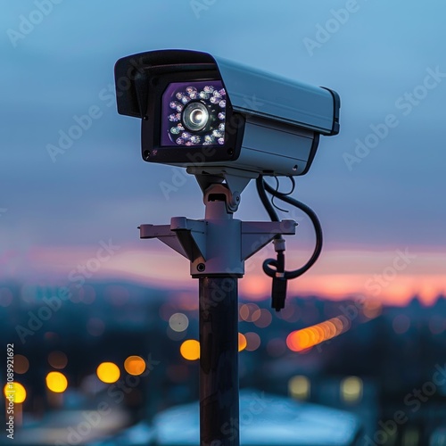 Outdoor CCTV surveillance system for safety and security. photo