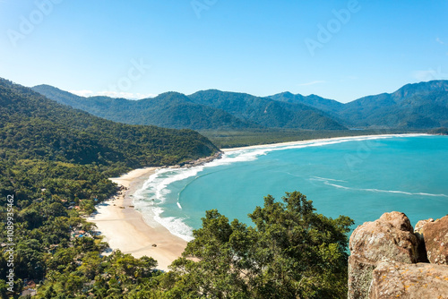 Fotografie Panoramic aerial view of Aventurar Beach on Ilha Grande