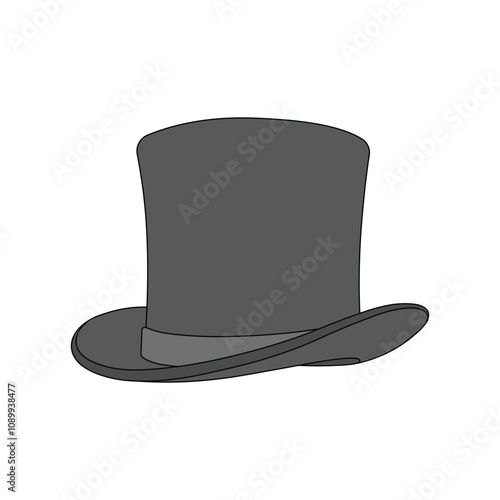 kids drawing top hat cartoon isolated