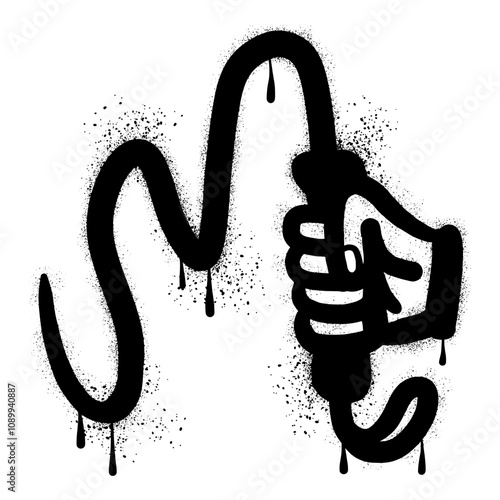 Whip equipment with black spray paint graffiti