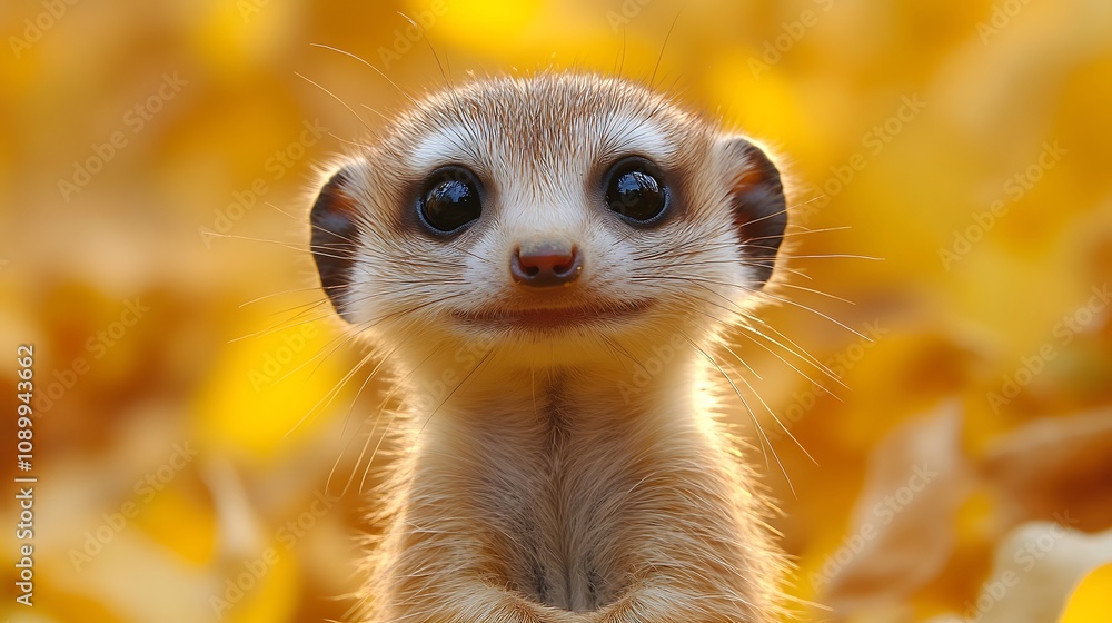Fototapeta premium Alert meerkat staring forward in stunning nature scene wallpaper images