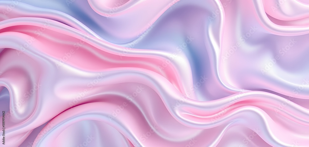 Obraz premium Abstract Fluid Waves in Pink, Blue, and Silver with Dynamic Texture and Depth Created with Generative AI