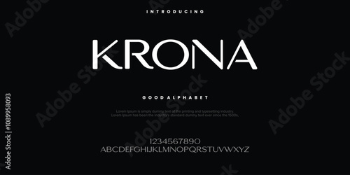 Krona Modern abstract digital alphabet font. Minimal technology typography, Creative urban sport fashion futuristic font and with numbers. vector illustration