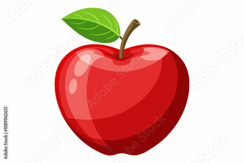 Delicious and testy fresh apple isolated on white background vector illustration