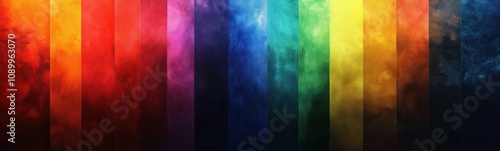 Rainbow colored paint on a wall with a black background photo